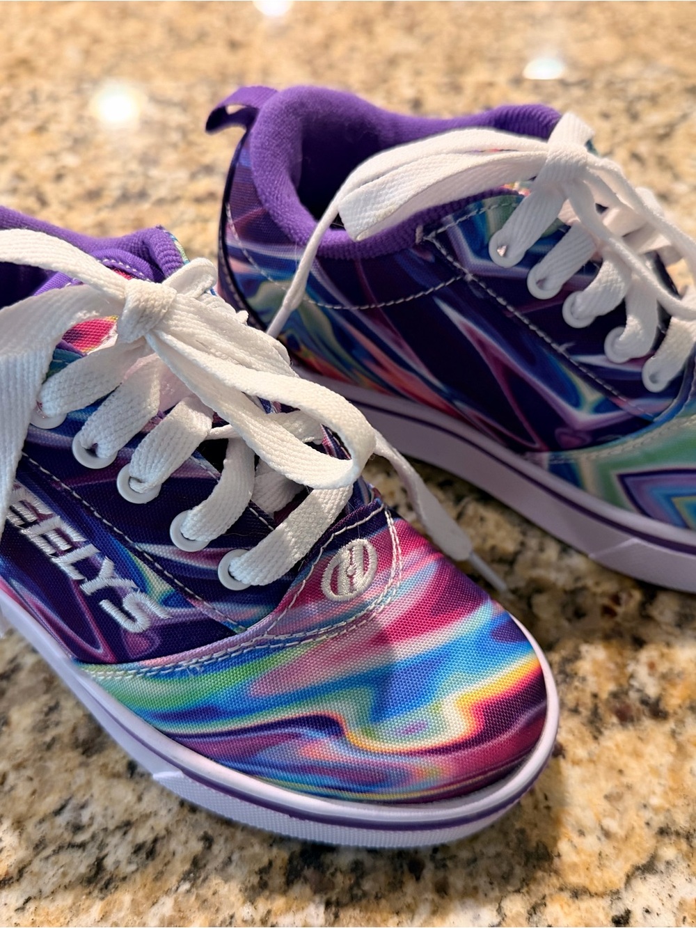 Heelys Kids Rainbow Swirl Sneakers with Purple Trim